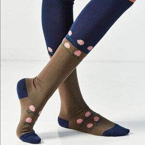 Out From Under Flower Colorblock Knee Socks